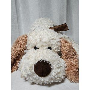 TY Silk Beanie 2003 Plush White Dog With Ribbon Soft Toy 16"